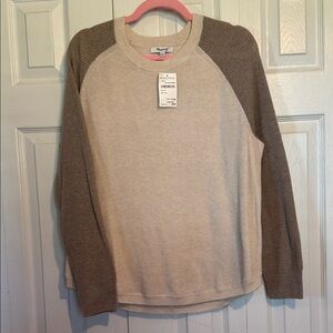 Madewell Crewneck Sweater in Cream and Brown